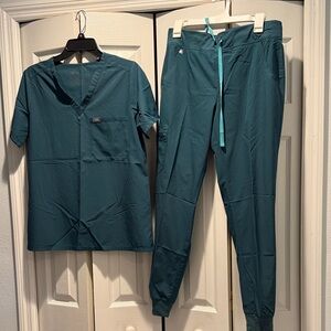 Figs Teal Green Technical Scrub Top